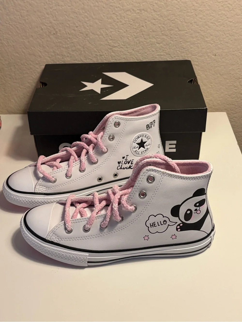 Converse Chuck Taylor All Star High Top Panda Pink Girls Shoes Junior 5 669725C
